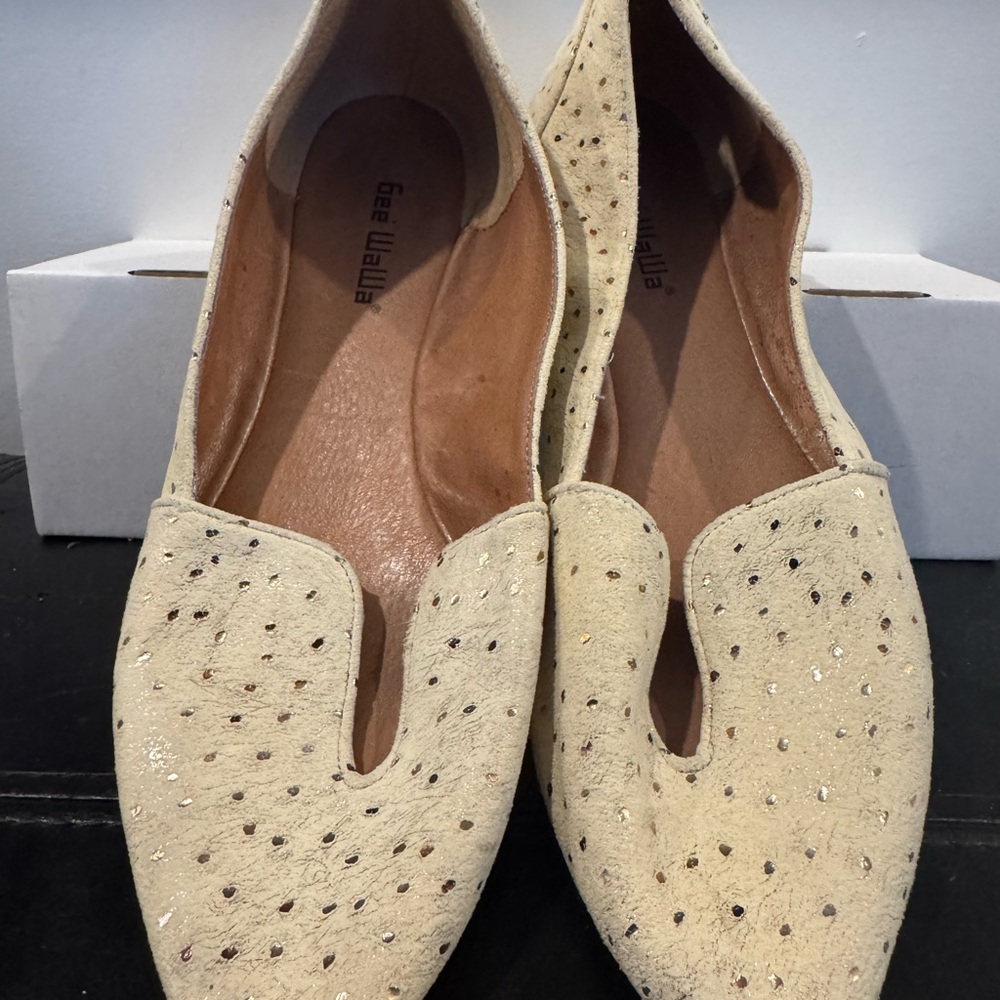 Women's Beige Loafers with Metallic Speckles